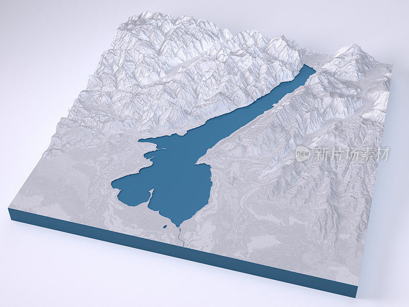 Lago Di Garda 3D模型地形图白色